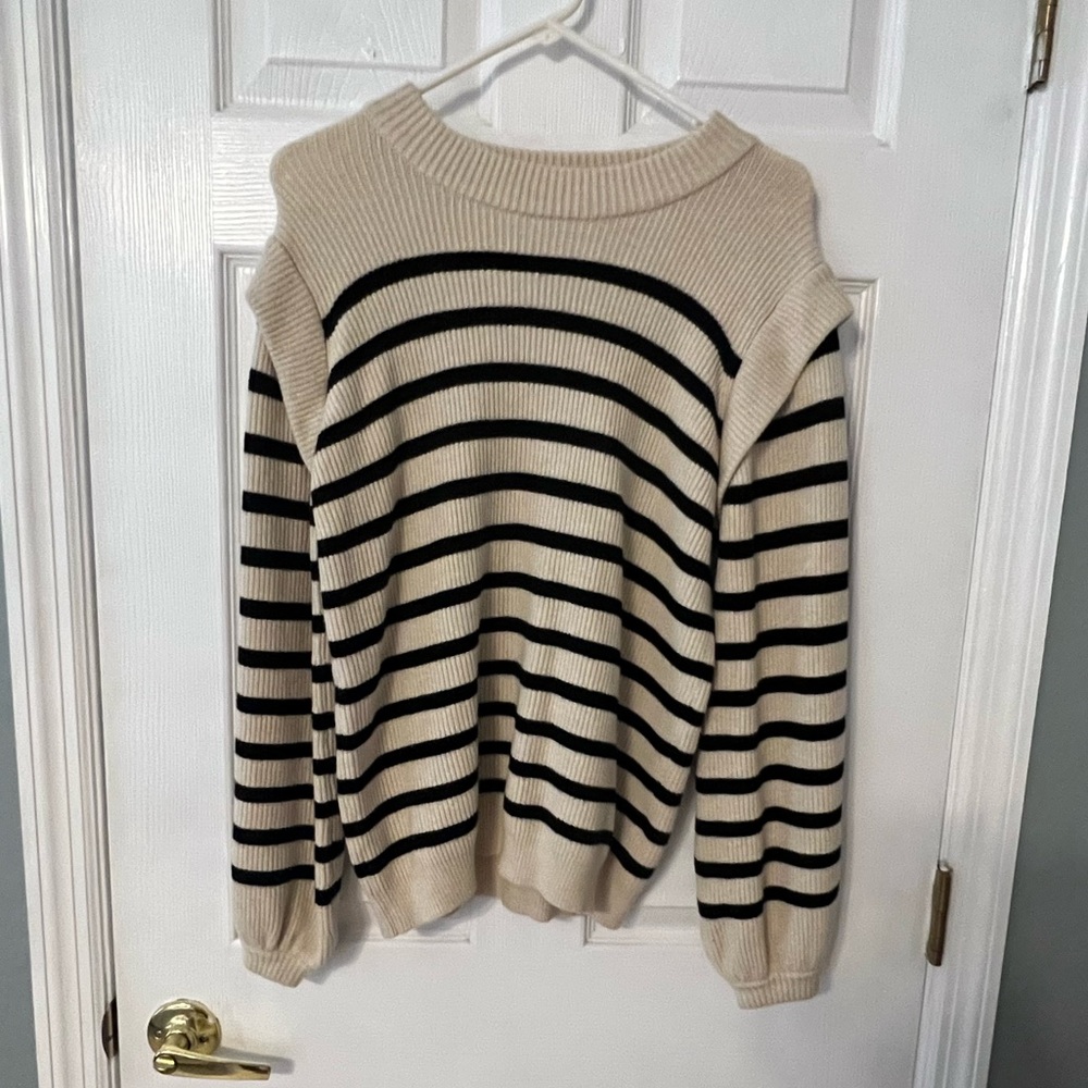 Women’s Striped Black and Cream Sweater